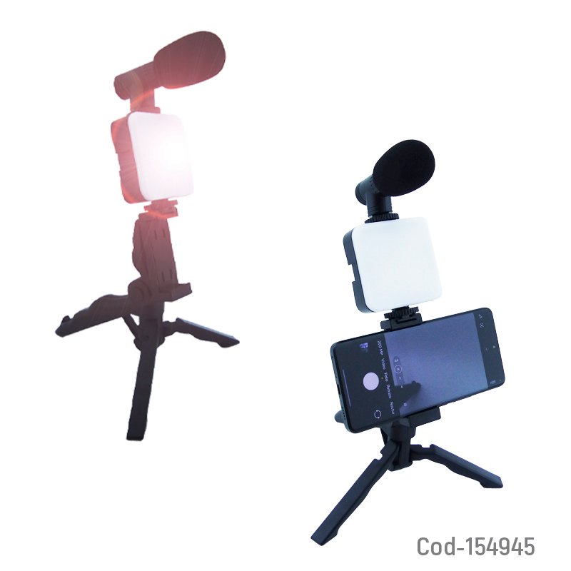 Estabilizador para smartphone con tripode, luz, microfono y control remoto bluetooth mayorista — imagen 3