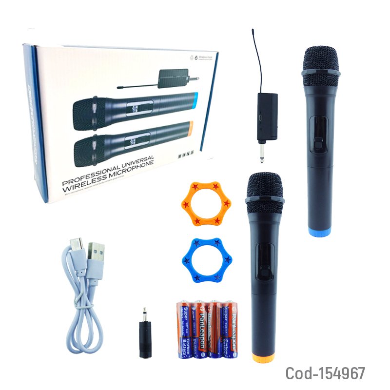 Microfono inalambrico profesional doble con pantalla led y receptor recargable. mayorista — imagen 3