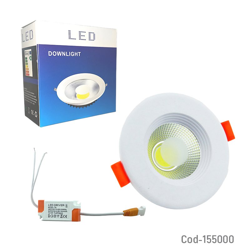Foco led cob de 7 watt, tipo aplique embutido, luz blanca en pvc - pack de 10 unidades mayorista — imagen 4