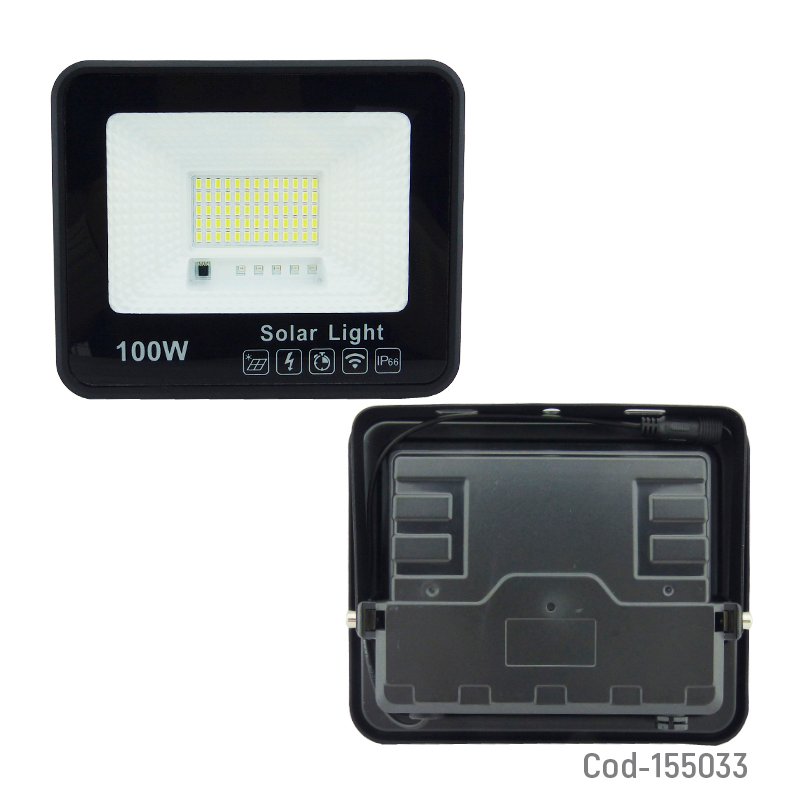 Proyector solar led de 100 watt, 65 led con panel solar y control remoto mayorista — imagen 2