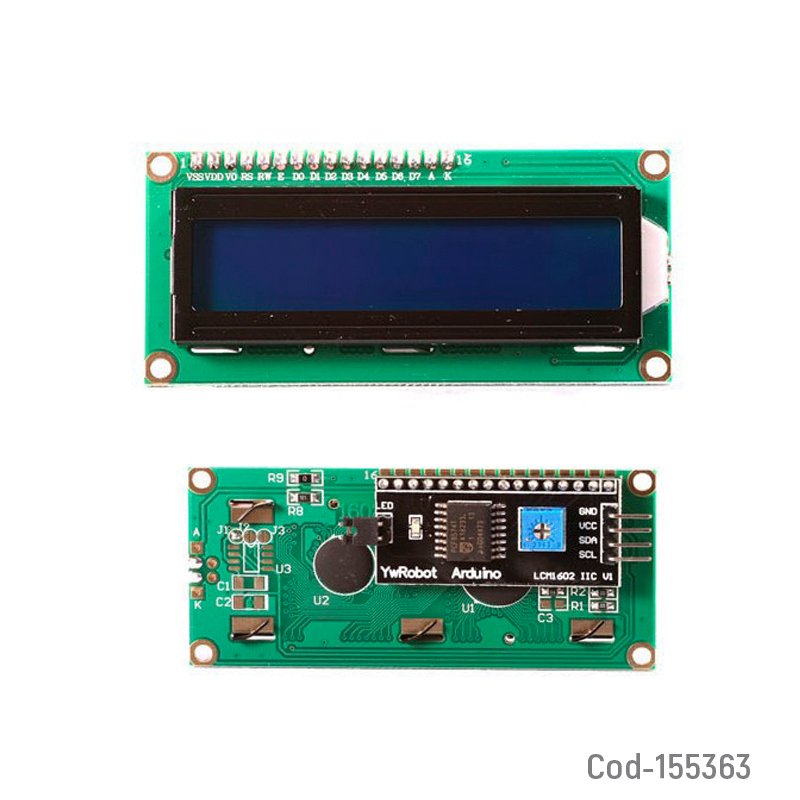Pantalla mini lcd 16 x 2 con interfaz 12c soldado para arduino - pack de 10 unidades mayorista — imagen 2