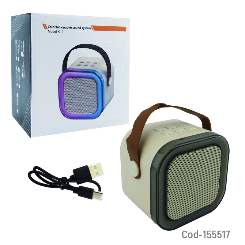 Parlante recargable portable modelo k12 tipo cubo con luz led variedad de colores. mayorista — imagen 5