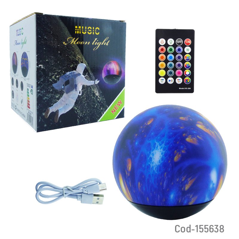 Parlante recargable modelo planeta bluetooth, usb, type-c, led y control remoto. mayorista — imagen 5