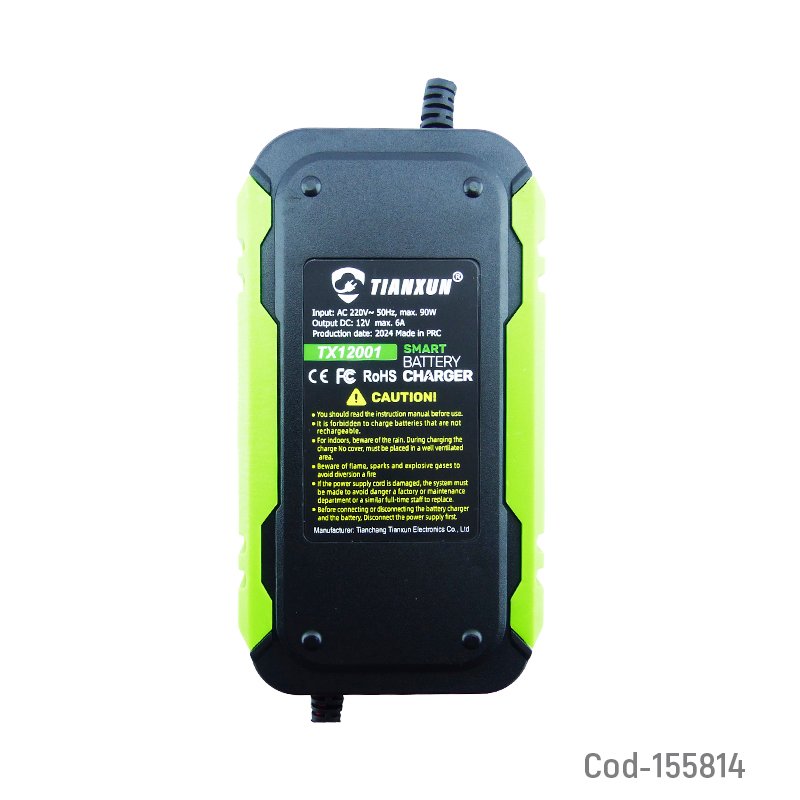 Cargador de bateria inteligente 12 volt 6 amp con pinzas en dos colores. mayorista — imagen 2