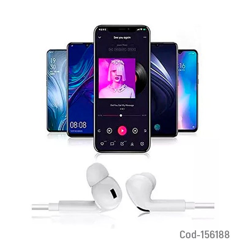Audifono in ear con microfono type-c compatible con android en blanco. - pack de 10 unidades mayorista — imagen 2
