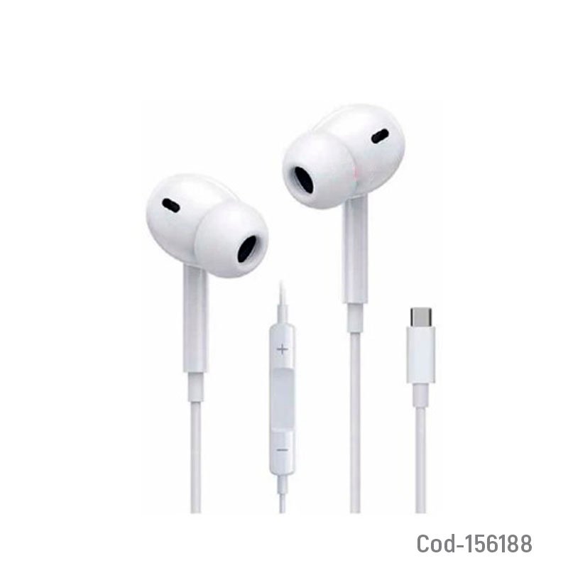 Audifono in ear con microfono type-c compatible con android en blanco. - pack de 10 unidades mayorista — imagen 3
