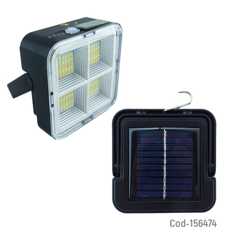 Proyector solar led mini modelo r05 de 112 led con iman, 3 tonos de luz, baliza y power bank. mayorista — imagen 2