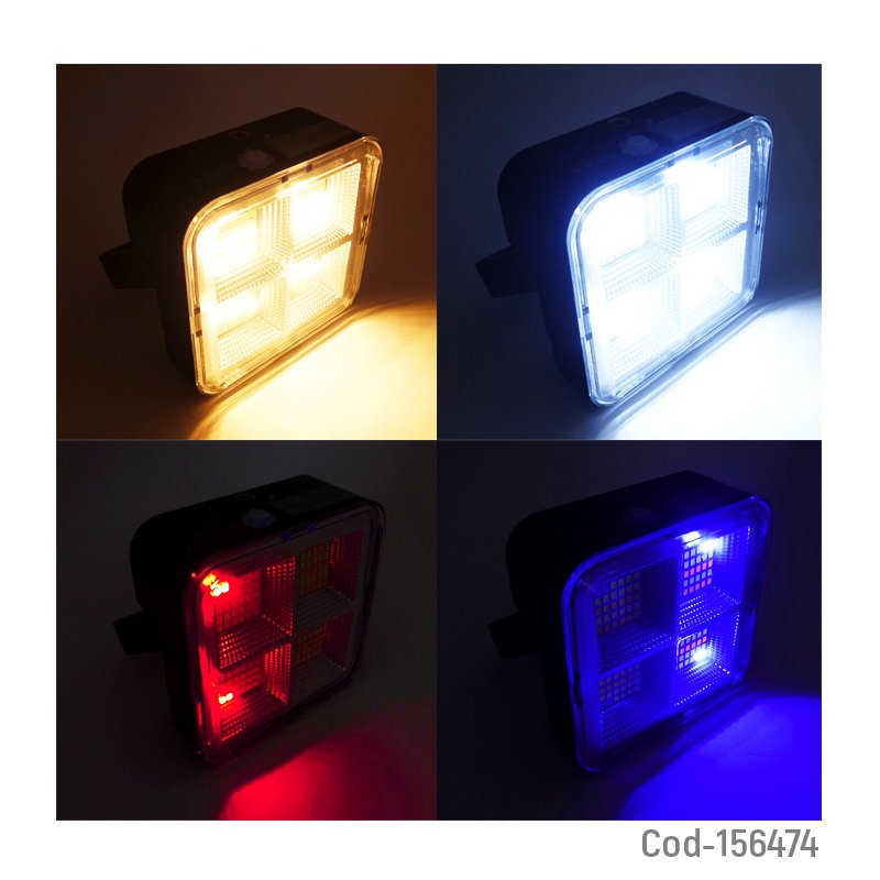 Proyector solar led mini modelo r05 de 112 led con iman, 3 tonos de luz, baliza y power bank. mayorista — imagen 3