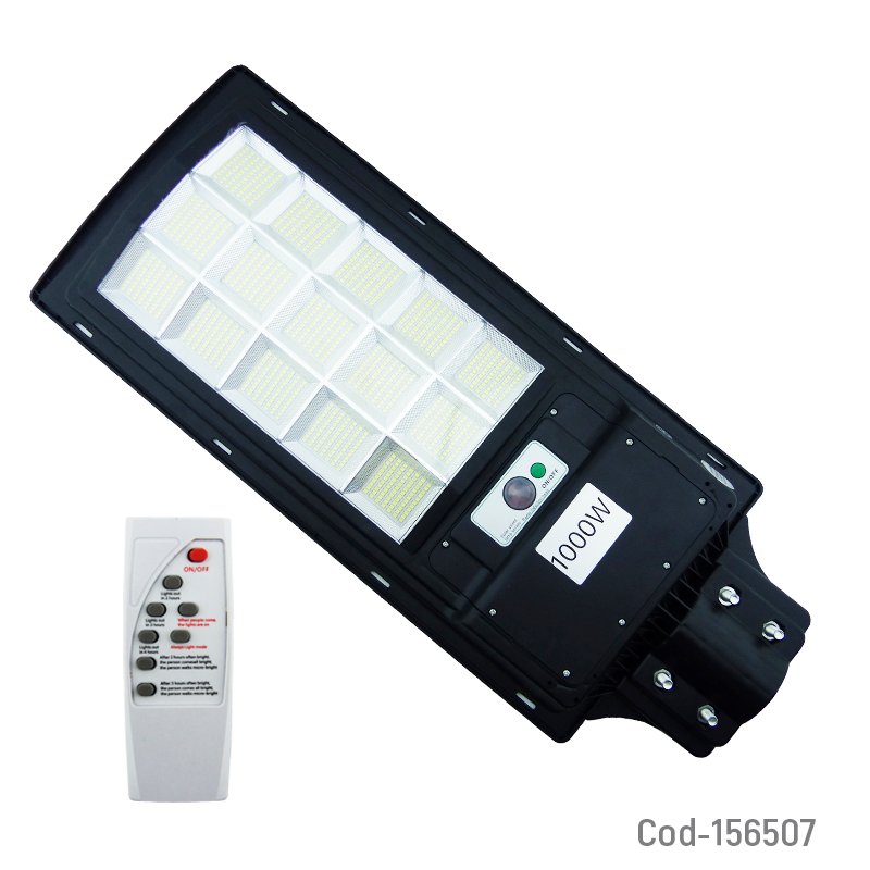 Foco Para Poste Solar 1000 Watt Con 15 Placas De 924 LED En PVC Con Control Remoto Y Sensor De Movimiento. 60.8 cm x 24.7 cm x 4.5 cm por mayor en Chile