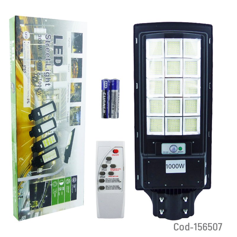 Foco para poste solar 1000 watt con 15 placas de 924 led en pvc con control remoto y sensor de movimiento. mayorista — imagen 4