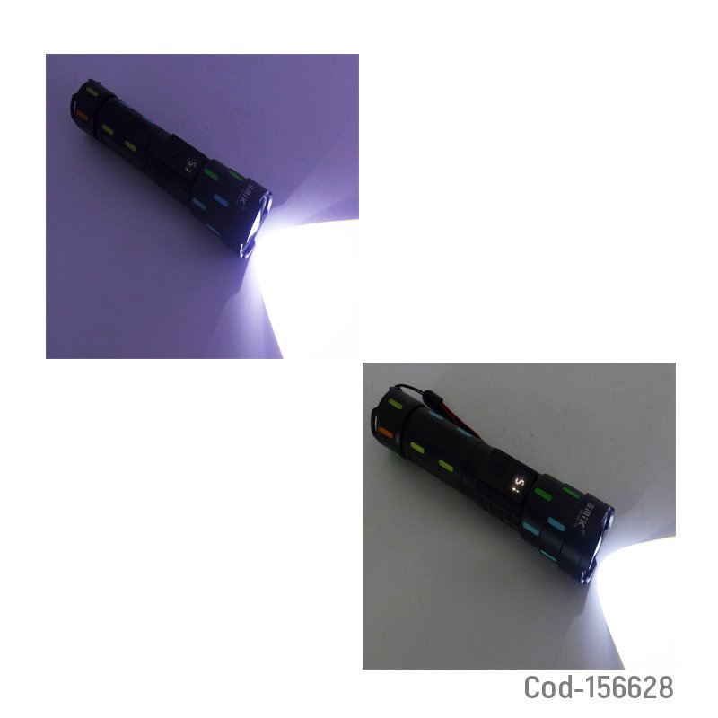 Linterna led tactica con zoom modelo 616/gm-80175 de aluminio e indicador de carga digital recargable. mayorista — imagen 3