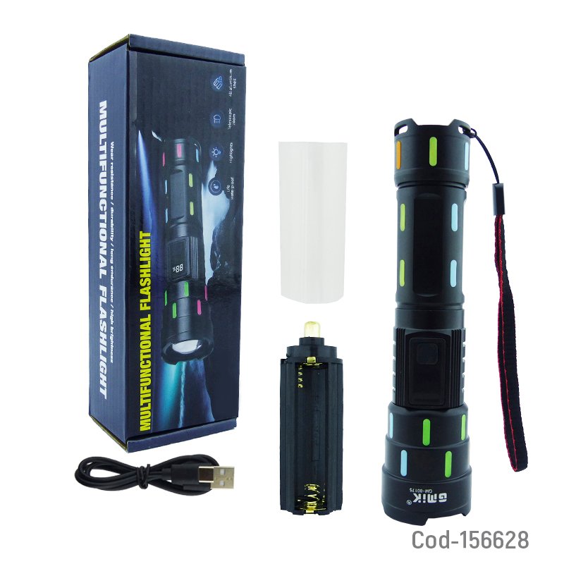 Linterna led tactica con zoom modelo 616/gm-80175 de aluminio e indicador de carga digital recargable. mayorista — imagen 4