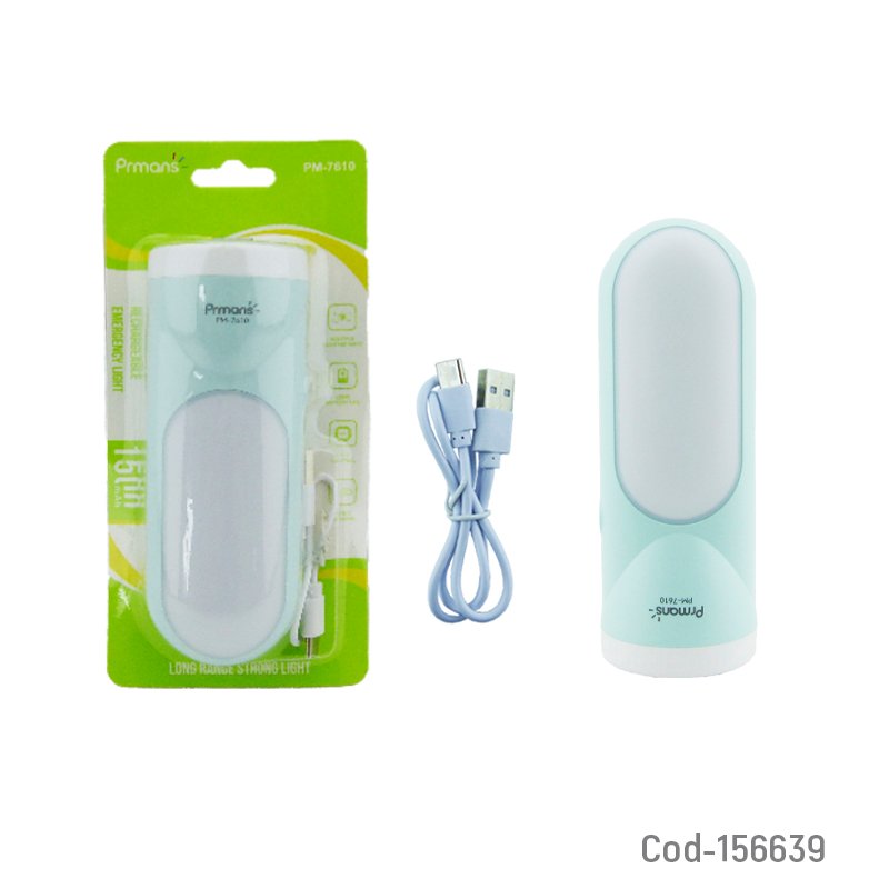Linterna de 1 led mas cob modelo pm-7610 marca prmans recargable por tipo-c en dos colores. mayorista — imagen 4