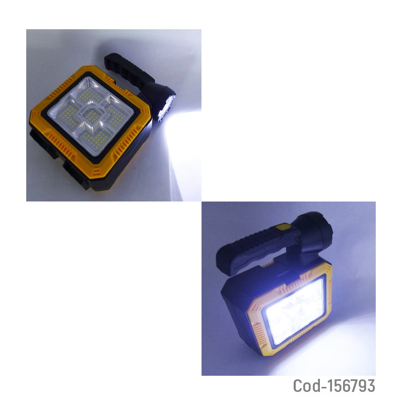 Linterna led solar con lampara de 68 led y baliza, herramientas, modelo 7739-l, con power bank. recargable. mayorista — imagen 3