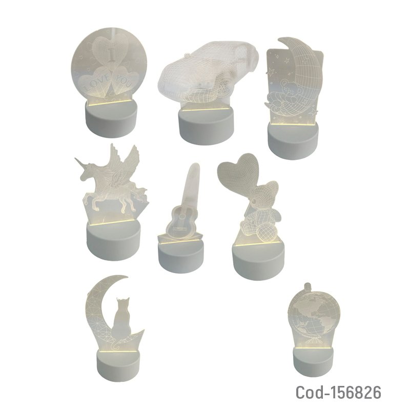 Lampara 3d de acrilico, 8 diseños, de luz calida, usb. - pack de 10 unidades mayorista — imagen 3