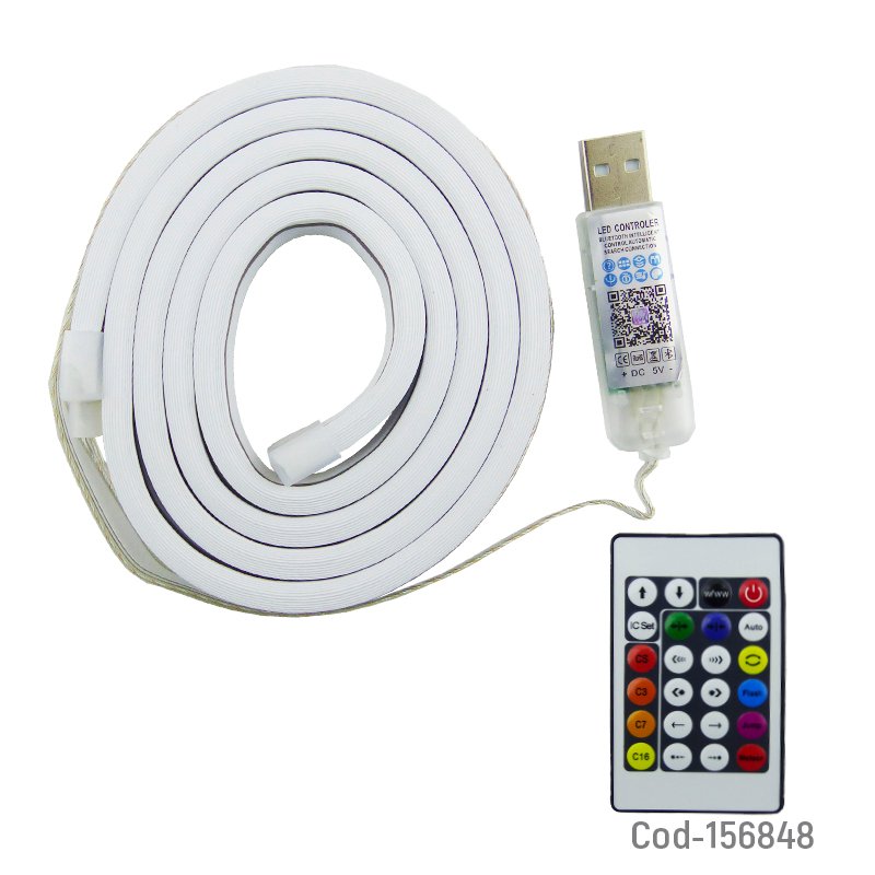 Tira LED Neon De 1 MTS, USB, Con App Para Smartphone Y Control Remoto.  1mts x 1.7 cm x 1.7 por mayor en Chile