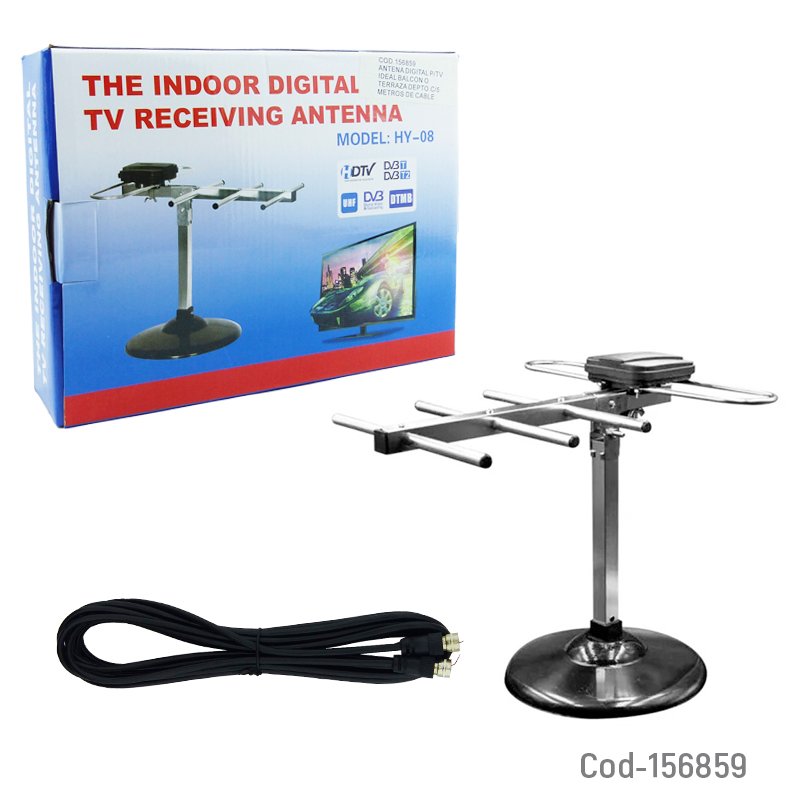 Antena tv digital modelo hy-08 con cable de 5 metros ideal para balcon o terraza. mayorista — imagen 2