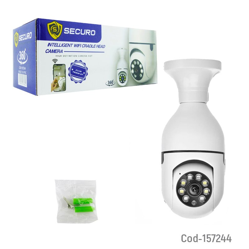 Camara de vigilancia ip wifi tipo ampolleta marca securo version 2025, app jlxcam. mayorista — imagen 3