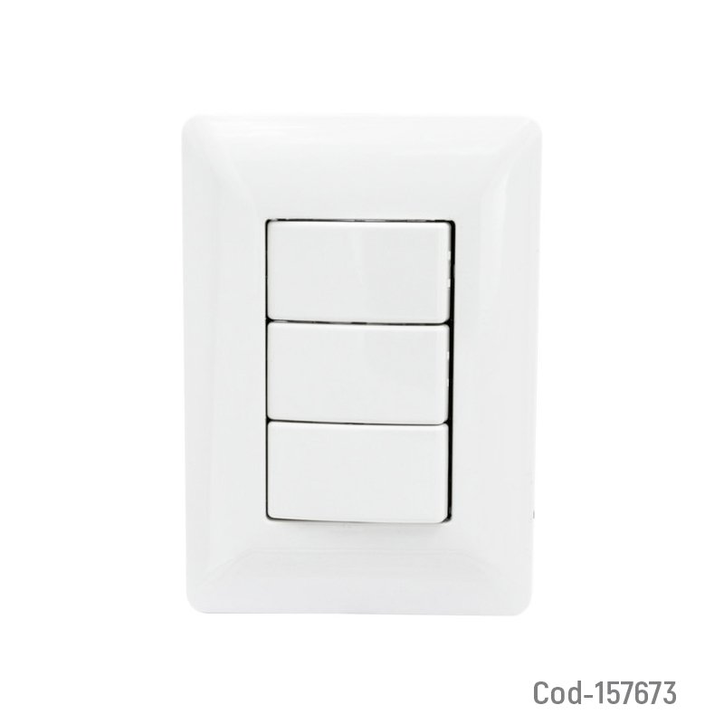 Interruptor Triple Para Muro, 10A-250V, Philco 12 cm x 8.4 cm x 3.6 cm por mayor en Chile