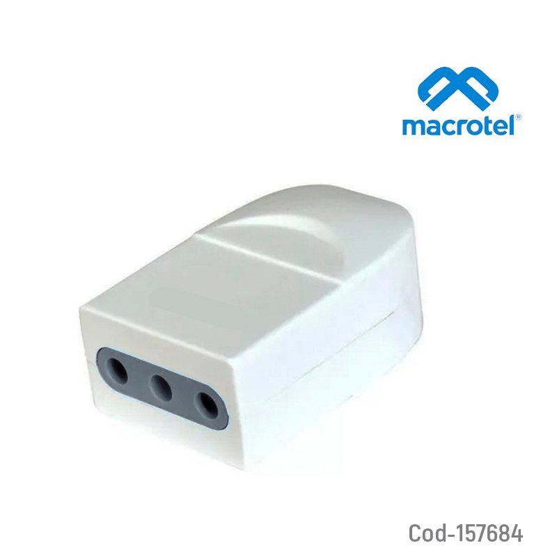 Enchufe Hembra Con 2 Puntas + Tierra MACROTEL De 10 AMP. 3CM X 5.2CM X 2CM por mayor en Chile
