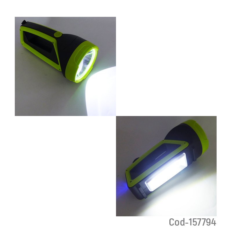 Linterna de 1 led mas 1 led cob portable marca henoyue modelo 856 recargable mayorista — imagen 4