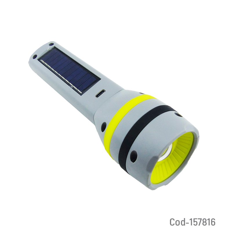 Linterna led solar de 1 led mas 1 led cob modelo ch-24084 con zoom e indicador de carga en pantalla led mayorista — imagen 2
