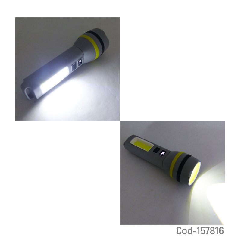 Linterna led solar de 1 led mas 1 led cob modelo ch-24084 con zoom e indicador de carga en pantalla led mayorista — imagen 3