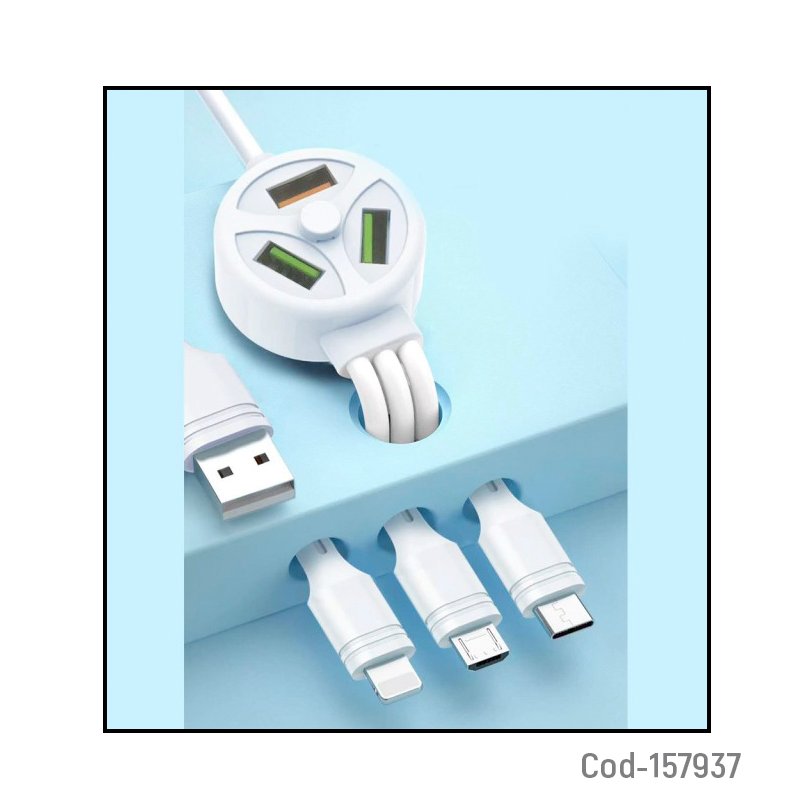 Cable usb 6 en 1 con puntas de usb a micro usb, iphone, type-c y 3 usb. mayorista — imagen 2