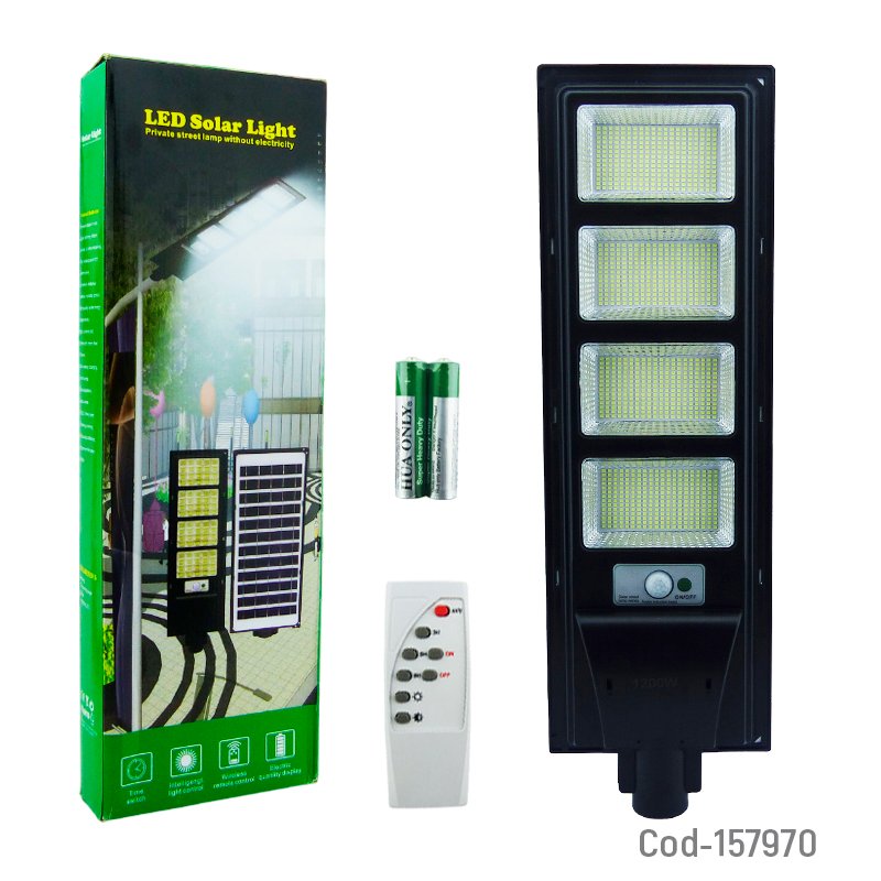 Foco para poste solar de 1200 watt con 4 placas de 1120 led en pvc con control y sensor de movimiento. mayorista — imagen 4