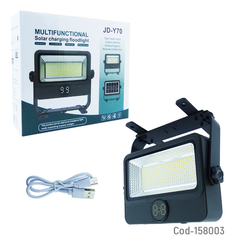 Proyector solar de 232 led y 100 watt modelo jd-y70 con iman, indicador de carga, 2 usb, tonos de luz y baliza. mayorista — imagen 4