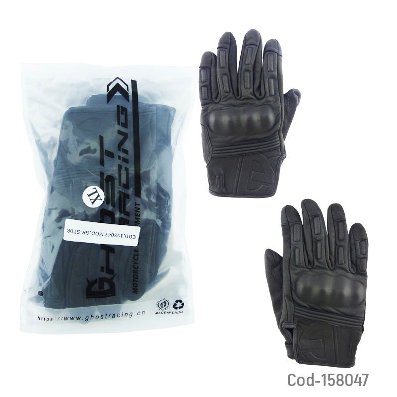 Guante para moto marca ghost racing de cuero modelo gr-st08 touch con protecciones. mayorista — imagen 3