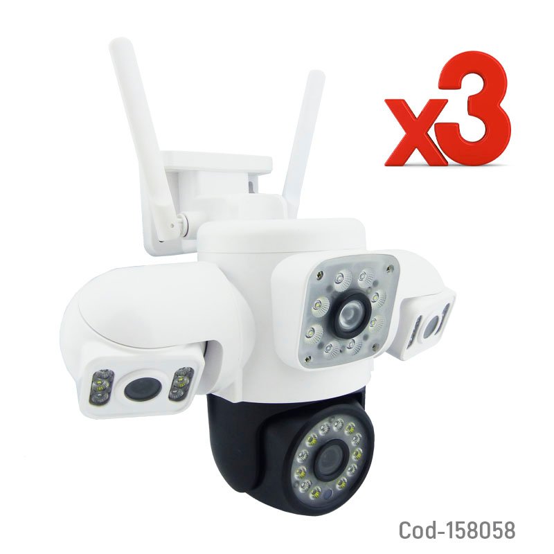 Camara de vigilancia ip triple lente modelo r56 de 2.4 ghz, 32 led, conexion lan y compatible con app yoose mayorista — imagen 4