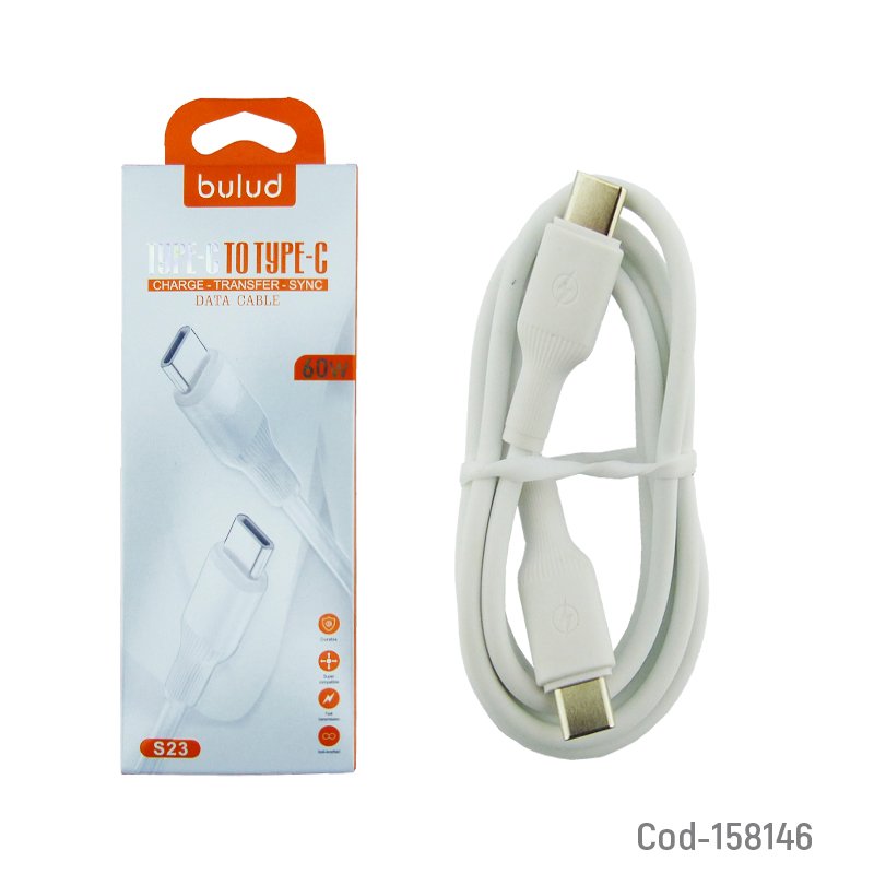 Cable macho doble type-c modelo s23 de carga rapida hasta 60 watt, marca bulud - pack de 20 unidades mayorista — imagen 2