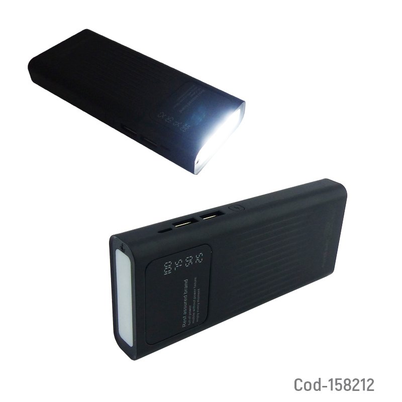Bateria de emergencia de 2 usb a 20.000 mah mas linterna, indicador de carga y en dos colores mayorista — imagen 2