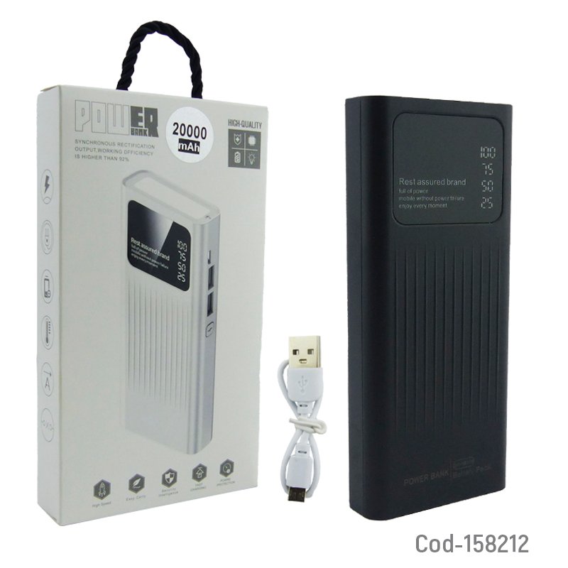 Bateria de emergencia de 2 usb a 20.000 mah mas linterna, indicador de carga y en dos colores mayorista — imagen 4