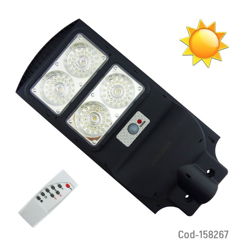 Foco Para Poste Solar De 200 Watt Con 2 Placas De 132 LED Y Control Remoto. 21.5 cm x 48 cm x 4.5 cm por mayor en Chile