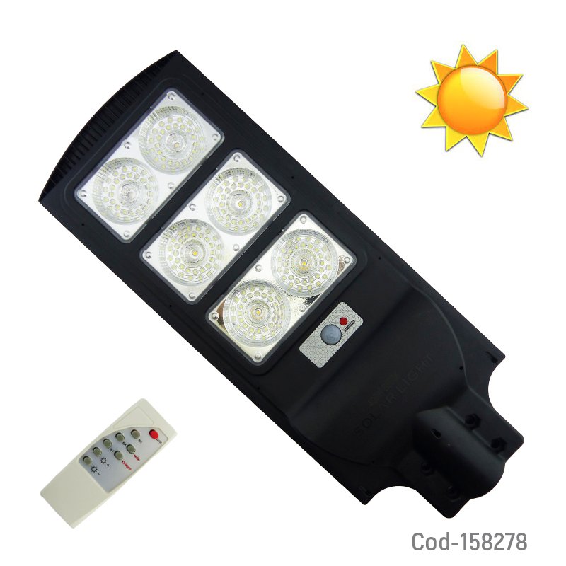 Foco Para Poste Solar De 400 Watt Con 3 Placas De 198 LED Y Control Remoto. 23.5 cm x 62 cm x 4.5 cm por mayor en Chile