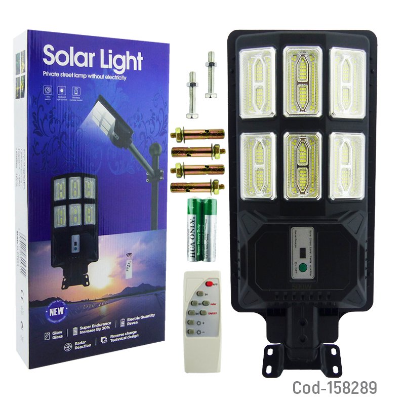 Foco Con Brazo Solar De 500 Watt Y 444 LED Con Control Remoto. 24 cm x 50 cm x 4.7 cm por mayor en Chile
