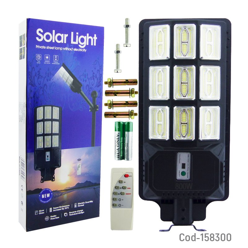 Foco Con Brazo Solar De 800 Watt Y 666 LED Con Control Remoto. 26 cm x 62 cm x 4.7 cm por mayor en Chile