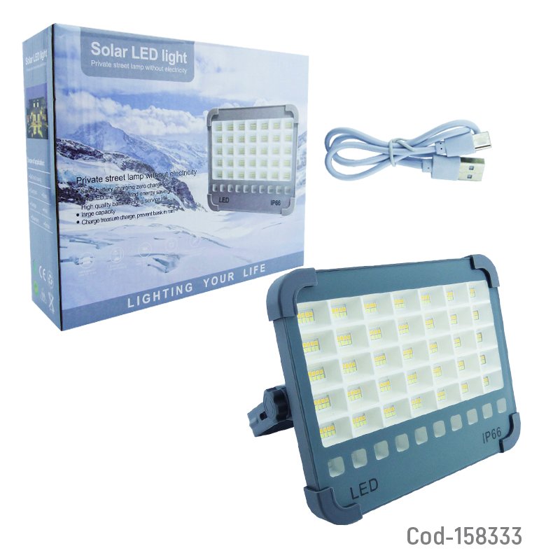 Proyector solar de 300 led portatil con carga usb, duo color, baliza e iman para sujetarlo. mayorista — imagen 4