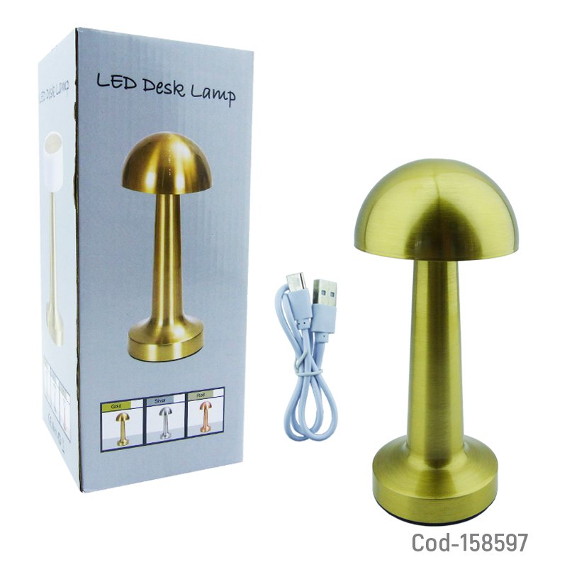 Lampara led de mesa en metal touch recargable 3 tonos de luz. mayorista — imagen 5