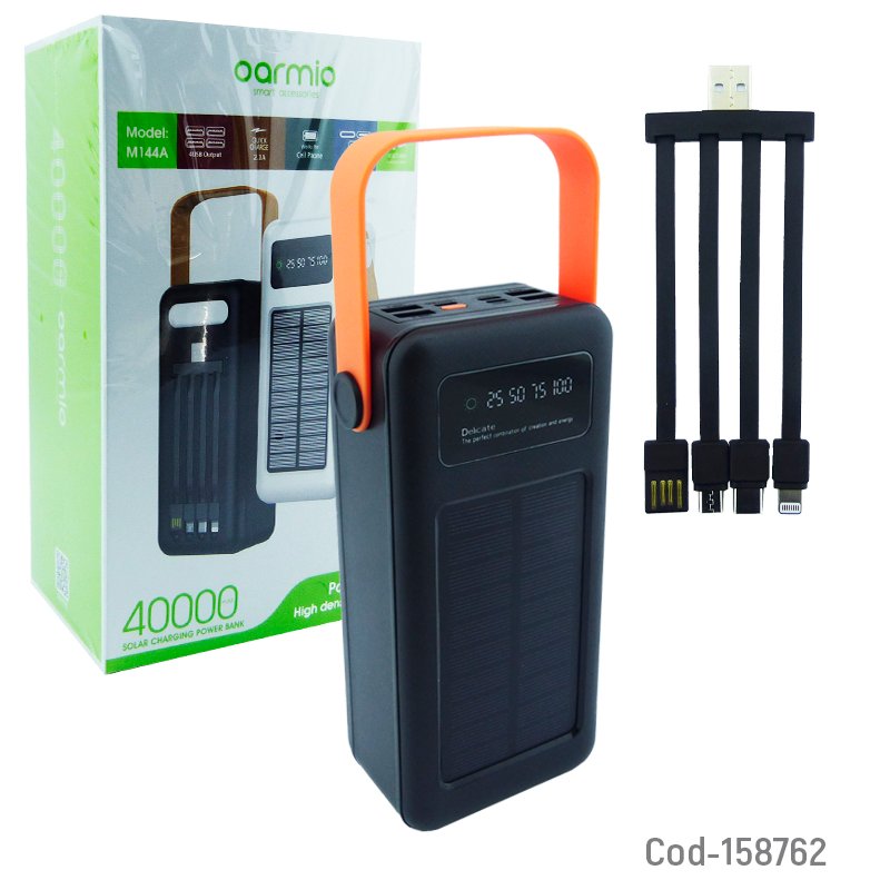Bateria de emergencia solar de 4 usb-iphone-tipe-c-micro usb, de 40.000 mah con cables y linterna mayorista — imagen 5