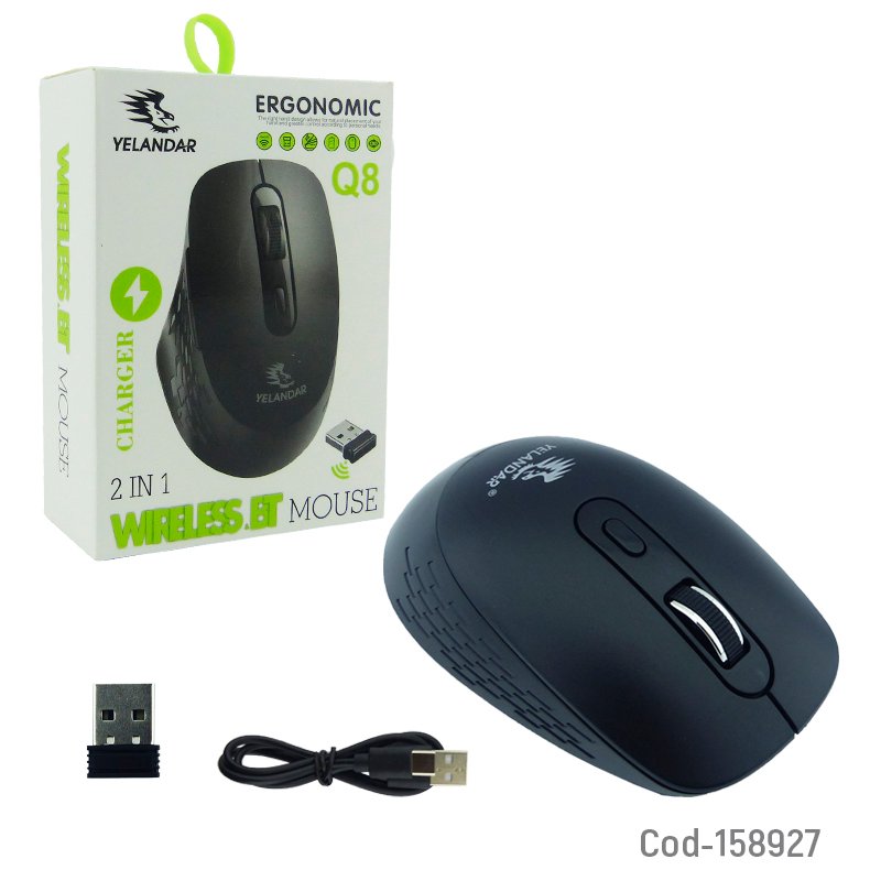 Mouse inalambrico ergonomico bluetooth modelo q8 recargable con 6 botones. variedad de colores. mayorista — imagen 4