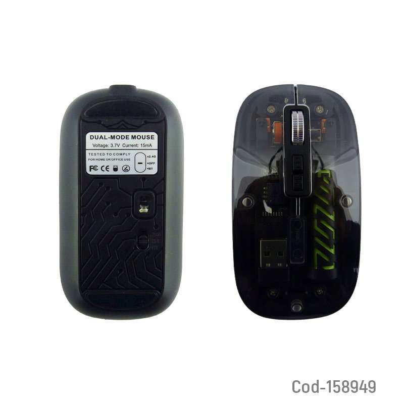 Mouse inalambrico transparente bluetooth recargable de 5 botones conexion2.4 ghz, marca yelandar en variedad de colores. mayorista — imagen 2