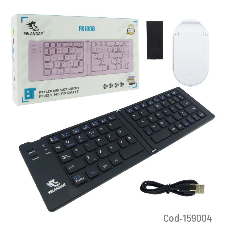Teclado mini plegable bluetooth con soporte modelo fk1000 en aluminio y variedad de colores. mayorista — imagen 4