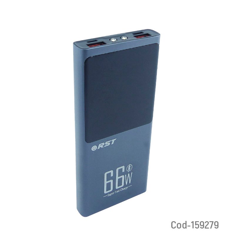 Bateria De Emergencia Marca RST Modelo ALUMINIUM Con Dos Puertos USB Y Un Puerto PD Fast Charge De 30.000 Mah En Dos Colores 14.5 cm x 6.4 cm x 1.6 cm por mayor en Chile