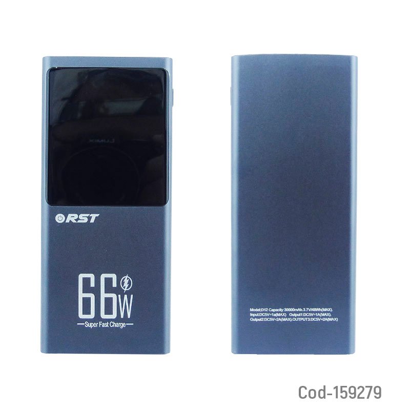 Bateria de emergencia marca rst modelo aluminium con dos puertos usb y un puerto pd fast charge de 30.000 mah en dos colores mayorista — imagen 2