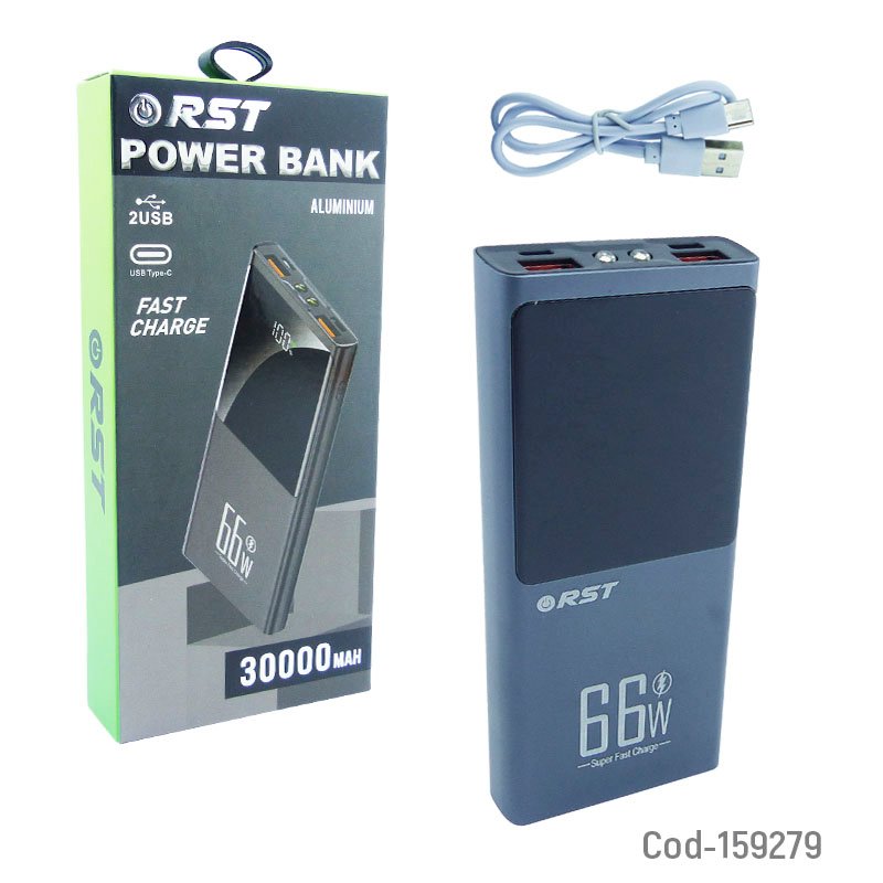 Bateria de emergencia marca rst modelo aluminium con dos puertos usb y un puerto pd fast charge de 30.000 mah en dos colores mayorista — imagen 5