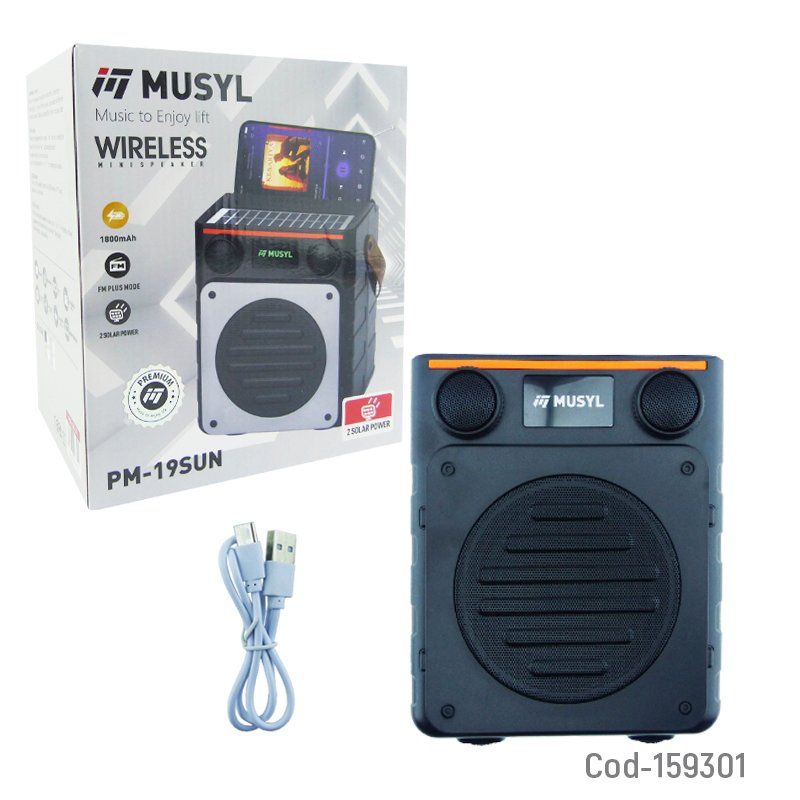Parlante solar recargable modelo pm-19sun marca musyl conexion bluetooth, fm, tf, usb. mayorista — imagen 4