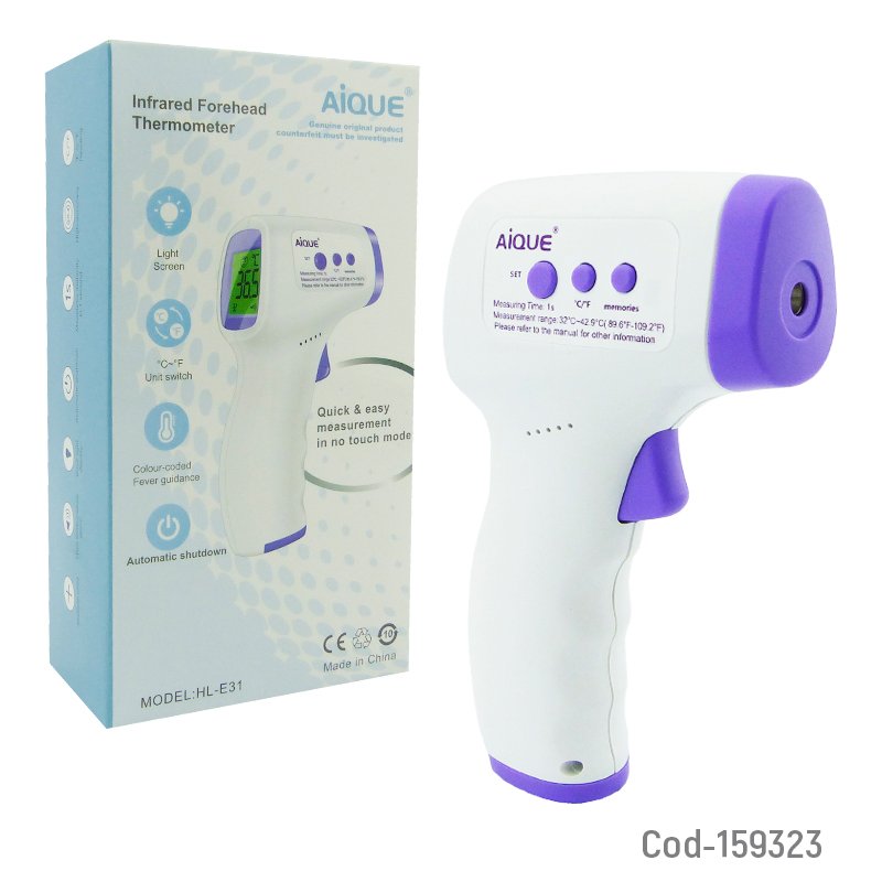 Termometro digital tipo pistola modelo hl-e31 marca aique con pantalla lcd, luz e infrarrojo. mayorista — imagen 3